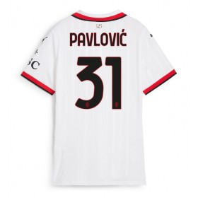 Dámské fotbalový oblečení AC Milan Strahinja Pavlovic #31 Venkovní košile 2024-25 Krátkým Rukávem